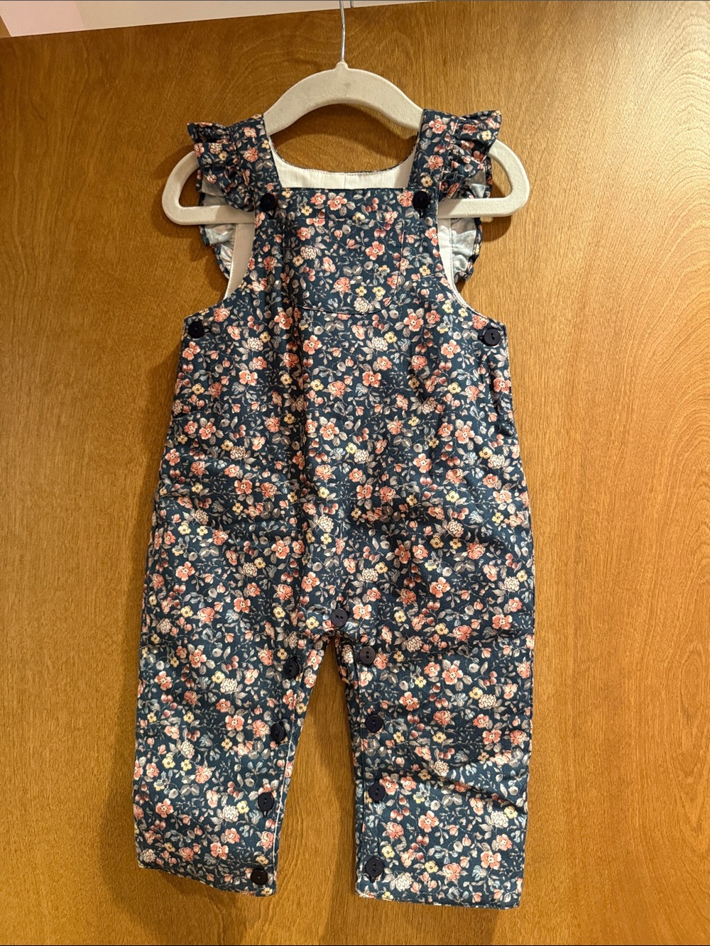 NWT Delphina Baby Long Dungarees, Blue Floral, 18 Months